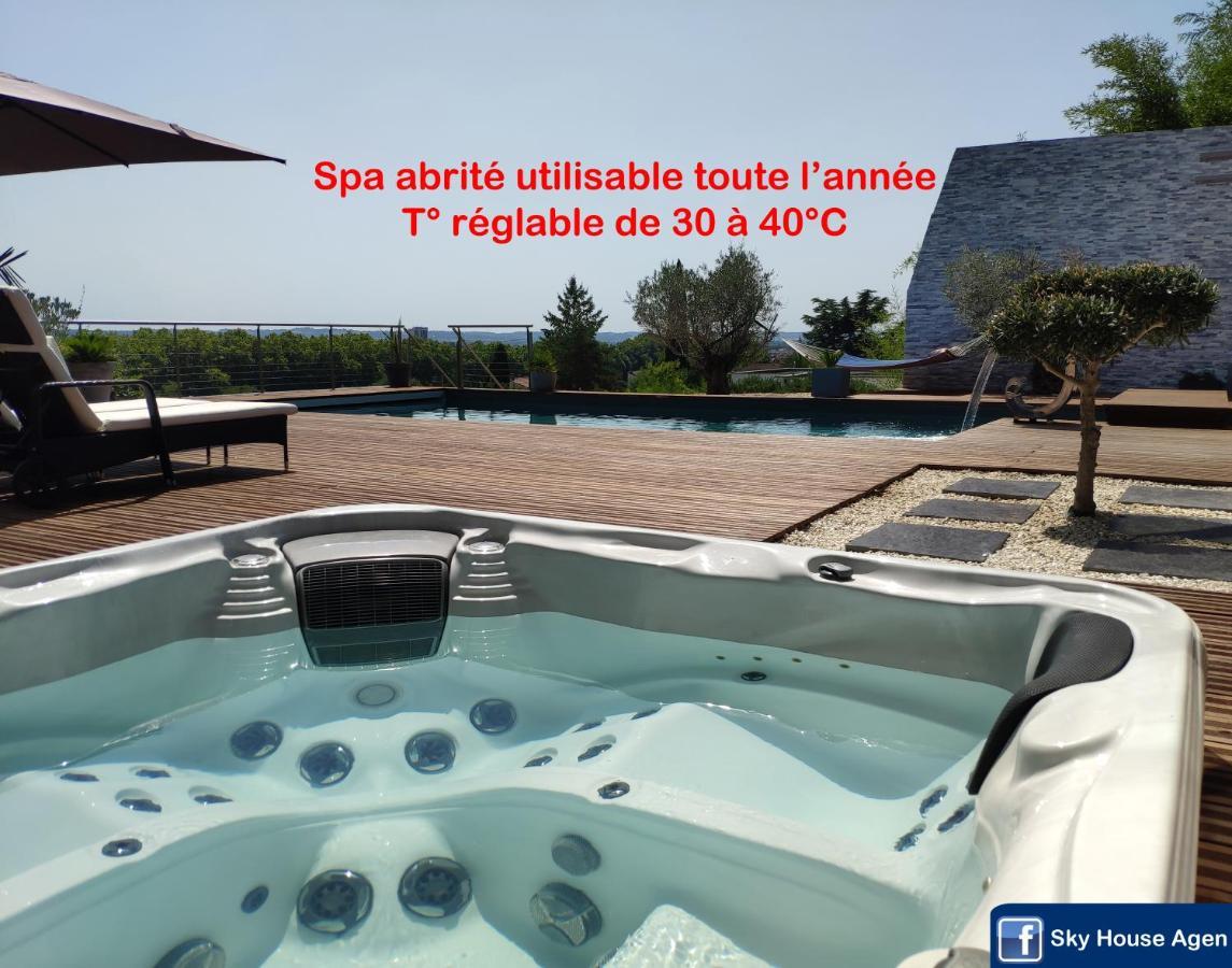Piscine Chauffee Et Spa Jacuzzi Privatif Terrasse Sans Vis A Vis ,,,Sky House Agen,,, المظهر الخارجي الصورة