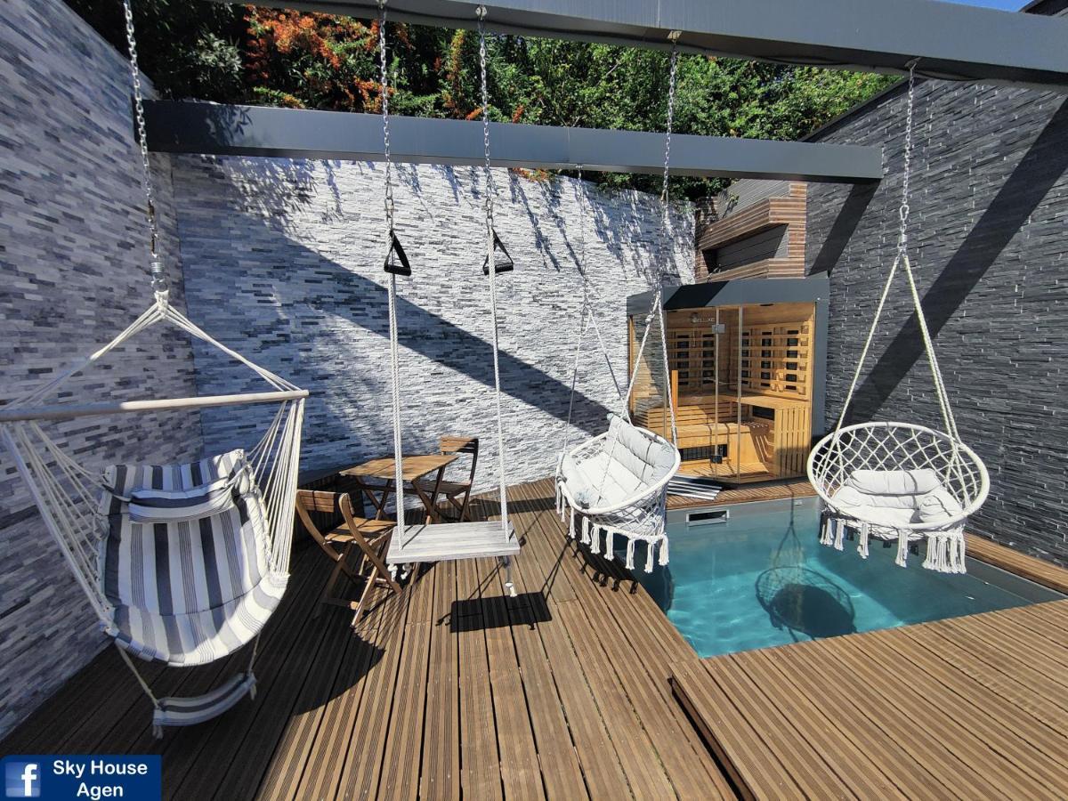 Piscine Chauffee Et Spa Jacuzzi Privatif Terrasse Sans Vis A Vis ,,,Sky House Agen,,, المظهر الخارجي الصورة
