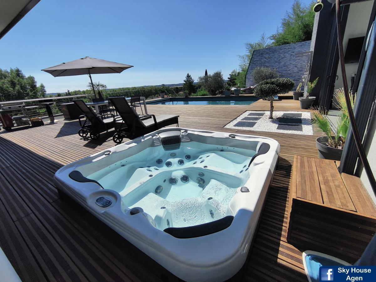 Piscine Chauffee Et Spa Jacuzzi Privatif Terrasse Sans Vis A Vis ,,,Sky House Agen,,, المظهر الخارجي الصورة